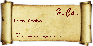 Hirn Csaba névjegykártya
